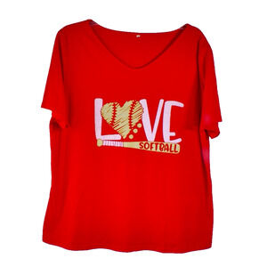 Love Softball T‎ shirt Women's Size 3XL Red